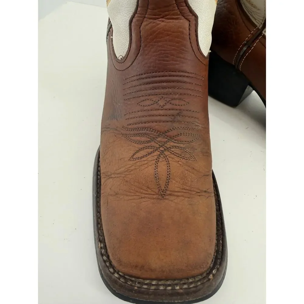 Tony Lama Mustang Beige Buckaroo RR2007L Western Cowgirl Boots Concerts Size 7.5